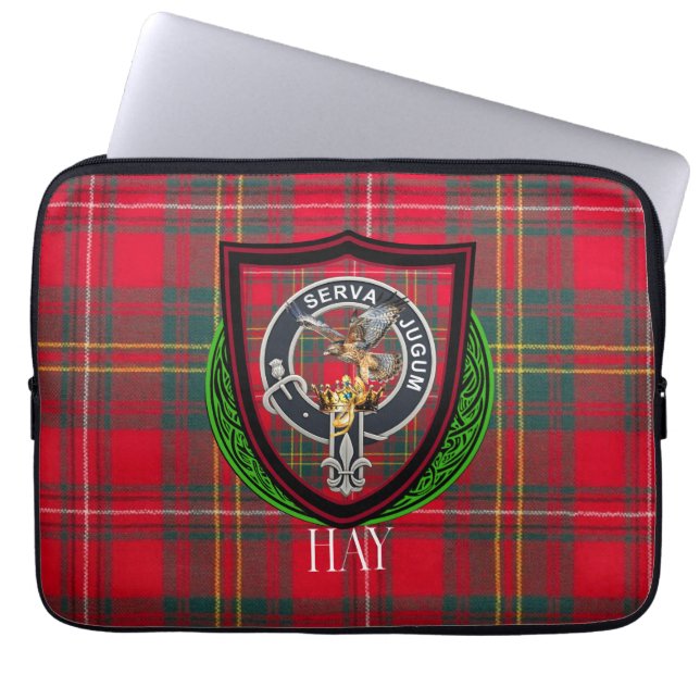 Hay Scottish Clan Tartan & Crest Laptop Fodral (Framsidan)