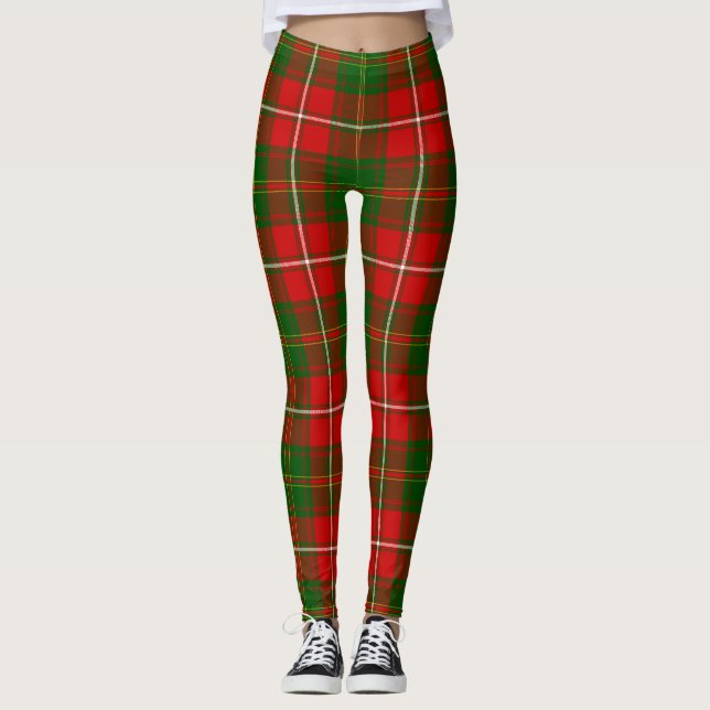 Hay tartan Red grönt plaid Leggings (Framsida)