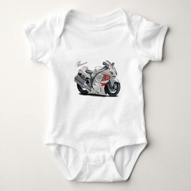 Hayabusa Vit-Röd cykel Tee (Framsida)
