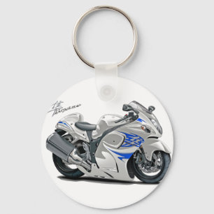 Hayabusa White-Blue Bike Nyckelring