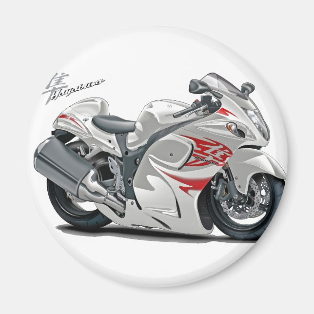Hayabusa White-Red Bike Magnet (Framsidan)