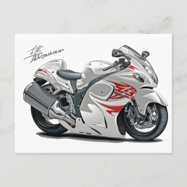Hayabusa White-Red Bike Vykort (Framsida)