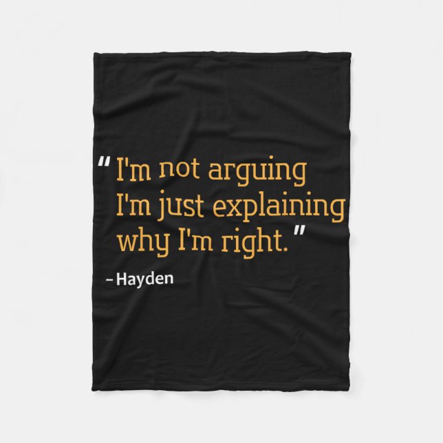 Hayden Gift Quote Funny Birthday Personlig Namn Fleecefilt (Framsidan)