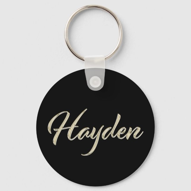 Hayden Namn whitegold Button Schlüsselanhänger Nyckelring (Framsida)