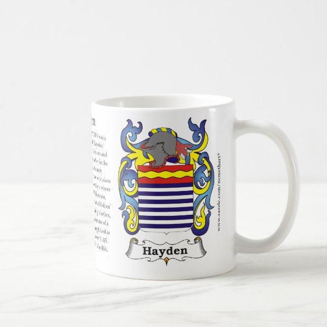 Hayden, ursprung, det menande och vapenskölden kaffemugg (Höger)
