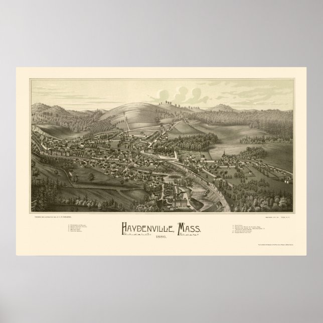 Haydenville, MORSA Panoramic Karta - 1886 Poster (Framsidan)