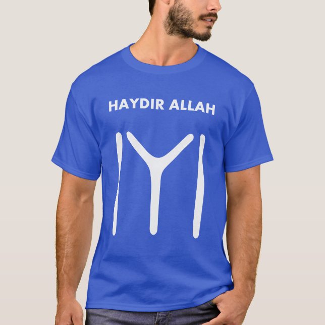 Haydir Allah - hö Allah - Ertugrul - Kayi flagga T Shirt (Framsida)