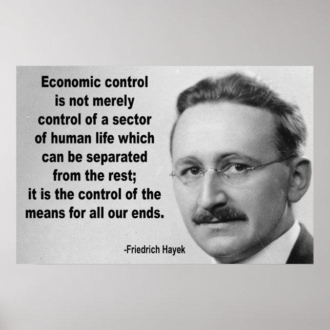 Hayek Economic Control Quote Poster (Framsidan)