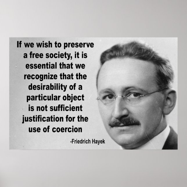 Hayek Free Society Citat Poster (Framsidan)