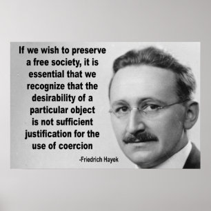 Hayek fritt samhällecitationstecken poster