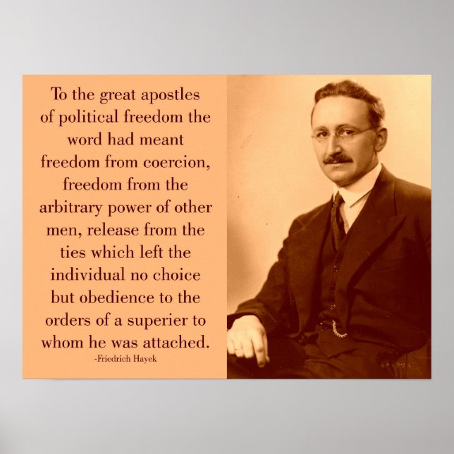 Hayek om frihet poster (Framsidan)