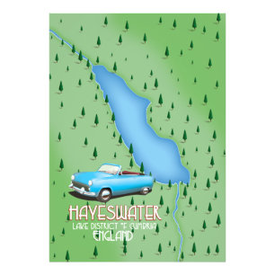 Hayeswater Lake District kart resa affisch Fototryck