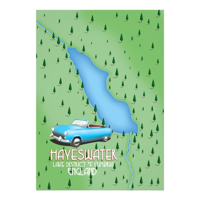 Hayeswater Lake District kart resa affisch Fototryck (Framsidan)