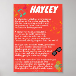 "Hayley" Namn Dikt Poster