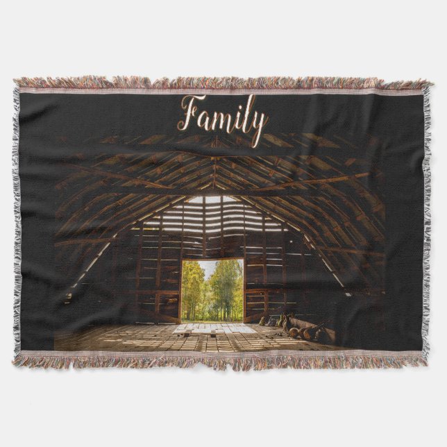 Hayloft of Old Brown Barn med en vy Filt (Framsidan)