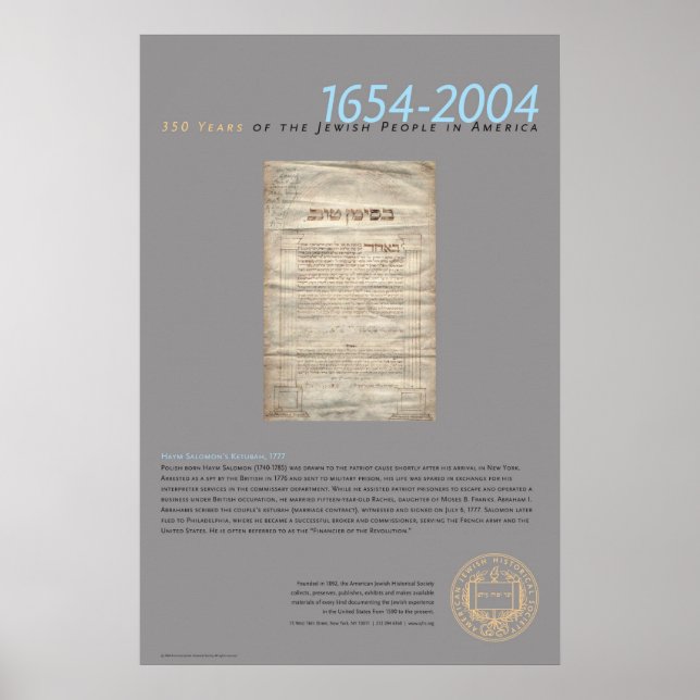Haym Salomons Ketubah, 1777 Poster (Framsidan)
