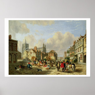 Haymarketen, Norwich, 1825 (olja på panel) Poster
