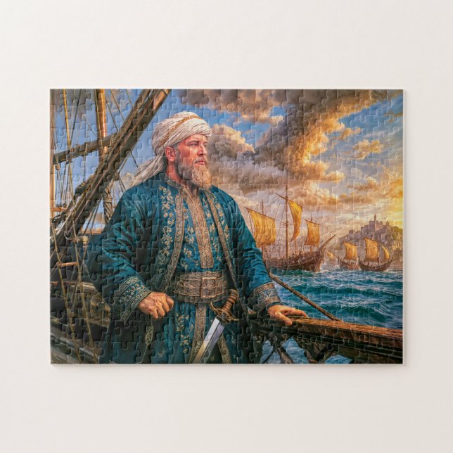 Hayreddin Barbarossa Sjökommendör Porträtt Pussel (Horisontell)