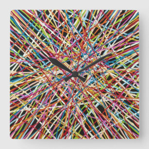 Haystack i Red Wall Clock Fyrkantig Klocka