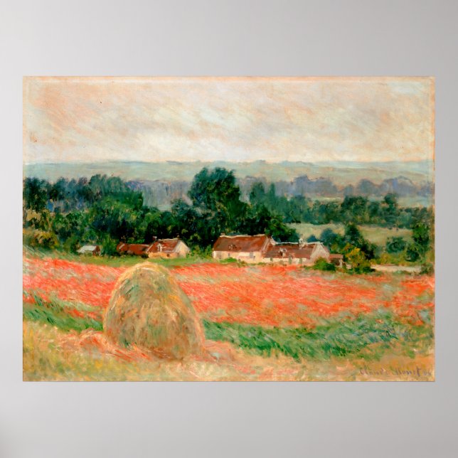 Haystack på Giverny, Claude Monet Poster (Framsidan)