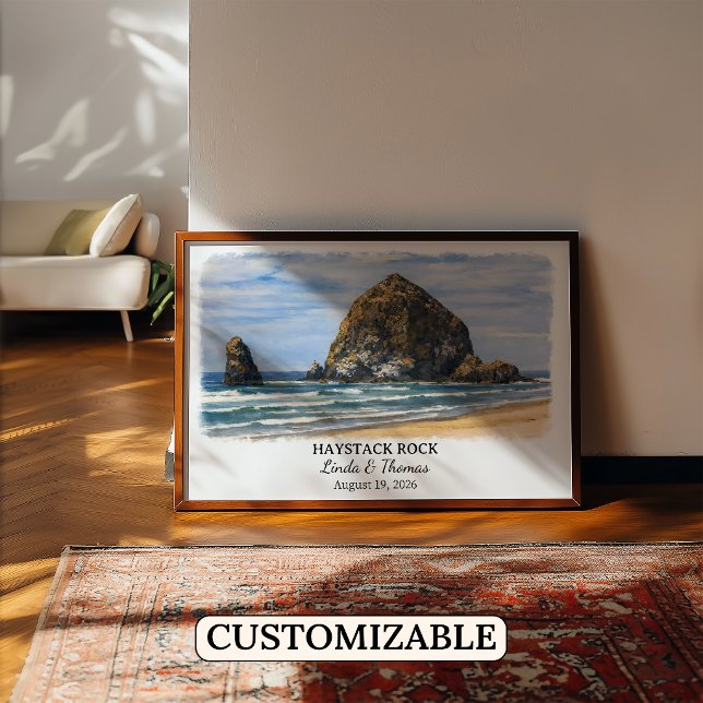 Haystack Rock Oregon Affisch, Cannon Beach Anpassa Poster (Skapare uppladdad)