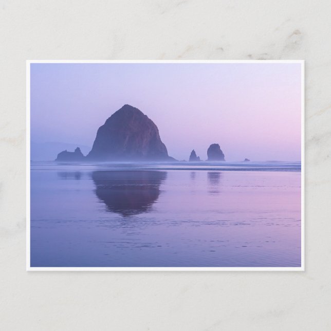 Haystack Sten Cannon Beach Oregon i Dusk Vykort (Framsida)