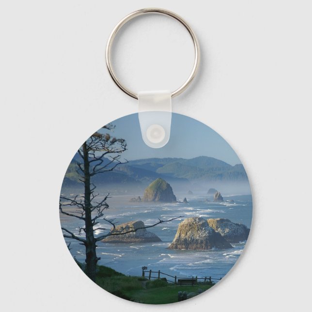Haystack Sten, Cannon Beach, Oregon Nyckelring (Framsida)