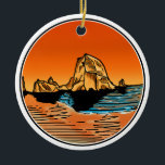 Haystack Sten Cannon Beach Ornament<br><div class="desc">Cannon Beach's iconic Haystack Sten glöms vid solnedgång i denna konstform.</div>