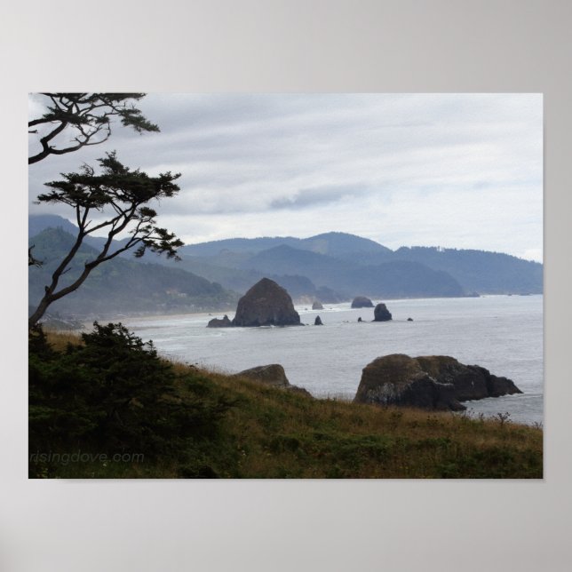 "Haystack Sten från Ecola State Park, Oregon #1" Poster (Framsidan)
