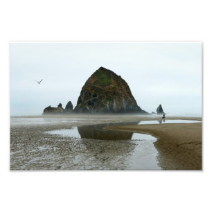 Haystack Sten Reflection, Cannon Beach, Oregon Fototryck