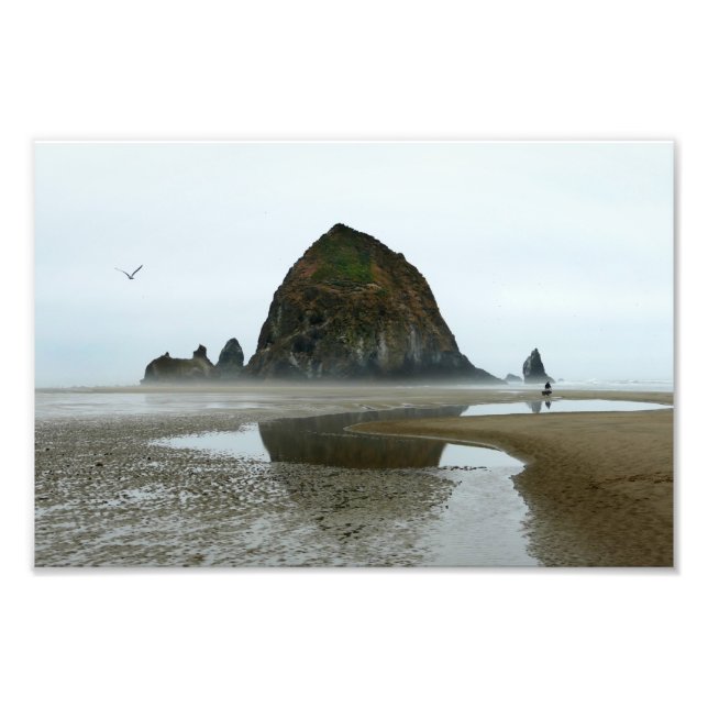 Haystack Sten Reflection, Cannon Beach, Oregon Fototryck (Framsidan)