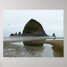 Haystack Sten Reflection, Cannon Beach, Oregon Poster