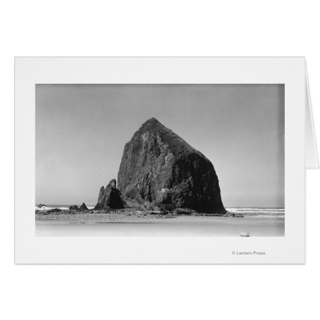 Haystack Sten vid Cannon Beach, Oregon Photograph Hälsningskort (Framsidan Horizontal)