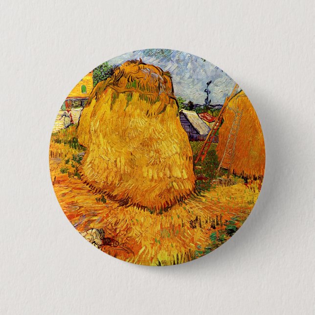 Haystacks i Provence av Vincent van Gogh Knapp (Framsida)