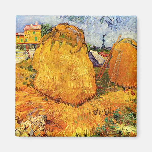 Haystacks i Provence av Vincent van Gogh Magnet (Framsidan)