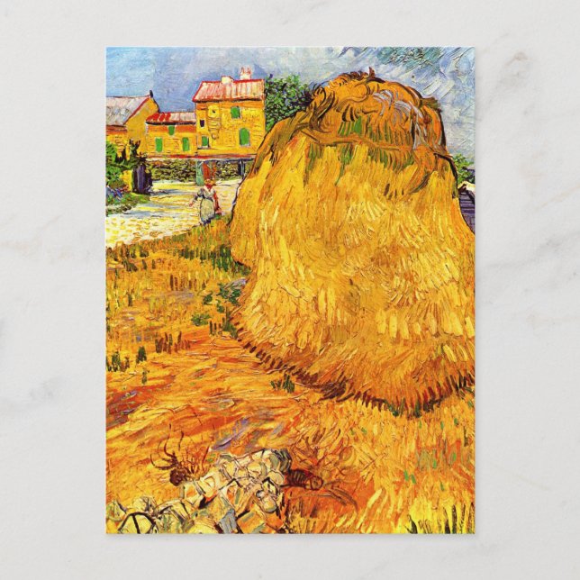 Haystacks i Provence av Vincent van Gogh Vykort (Framsida)
