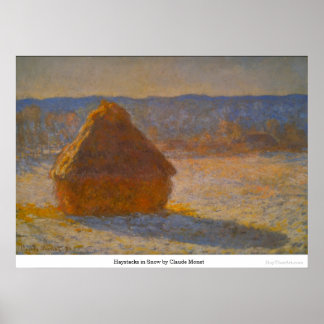 Haystacks i Snö av Claude Monet Poster