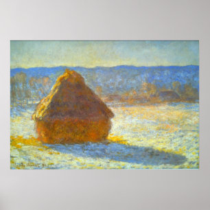Haystacks i Snö av Claude Monet Poster