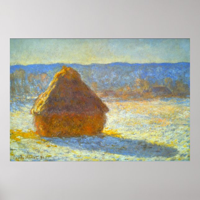 Haystacks i Snö av Claude Monet Poster (Framsidan)