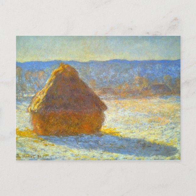 Haystacks i Snö av Claude Monet Vykort (Framsida)