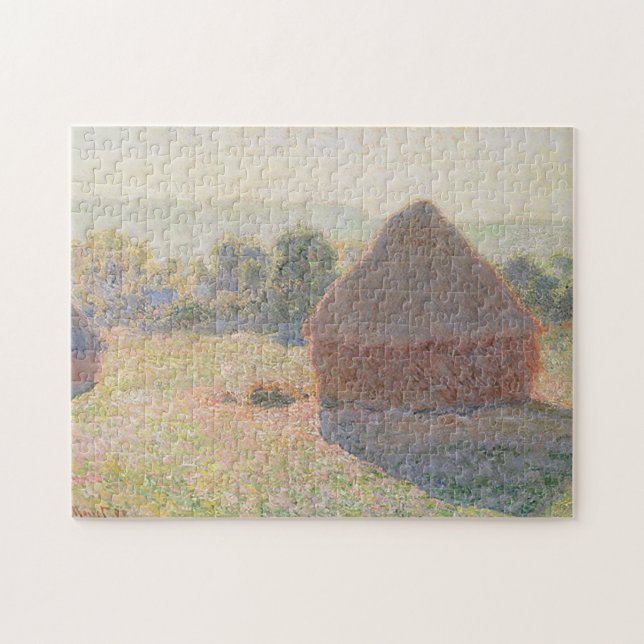 Haystacks Midday Monet Fine Art Pussel (Horisontell)