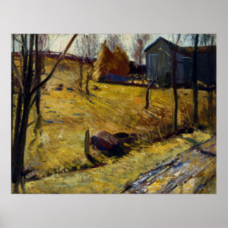 Haystacks och Barn av George Bellows (1909) Poster