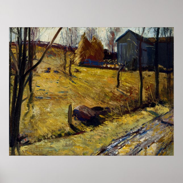 Haystacks och Barn av George Bellows (1909) Poster (Framsidan)