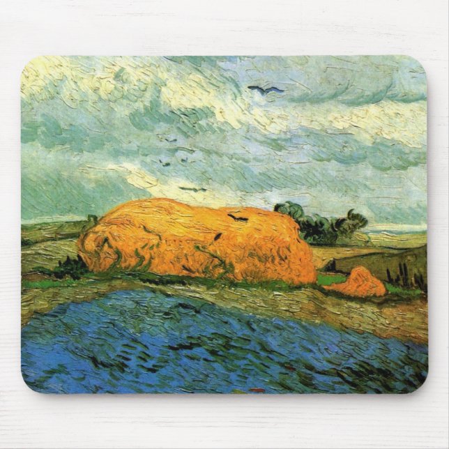 Haystacks Under Rainy Himlar av Vincent van Gogh Musmatta (Framsidan)