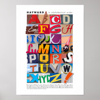 Hayward i alfabetiskt beställer affischen 12x16 poster