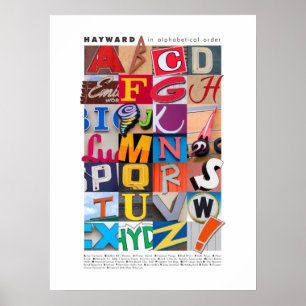 Hayward i alfabetiskt beställer affischen 18x24 poster
