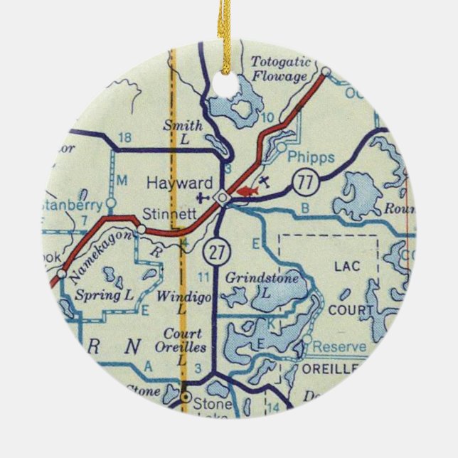 Hayward WI Old Karta Julgransprydnad Keramik (Baksidan)