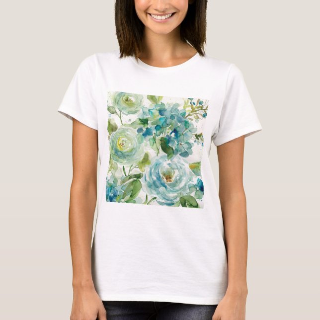 HAZ06 kyler vattenfärgen Floral.tif T Shirt (Framsida)
