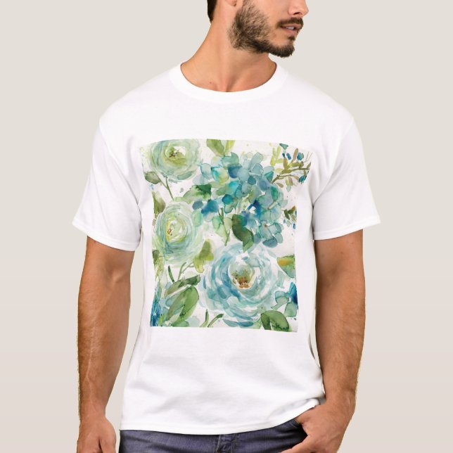 HAZ06 kyler vattenfärgen Floral.tif T Shirt (Framsida)