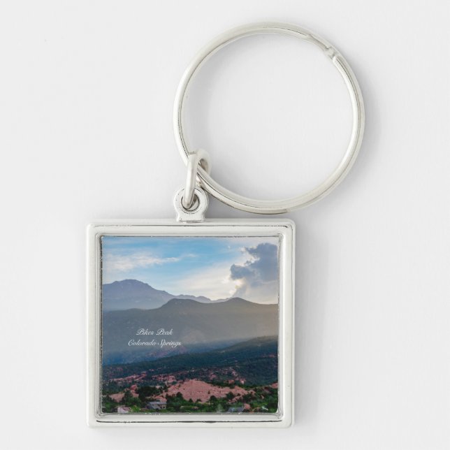 Hazard Pikes topp Sunset Square Keychain Fyrkantig Silverfärgad Nyckelring (Framsidan)